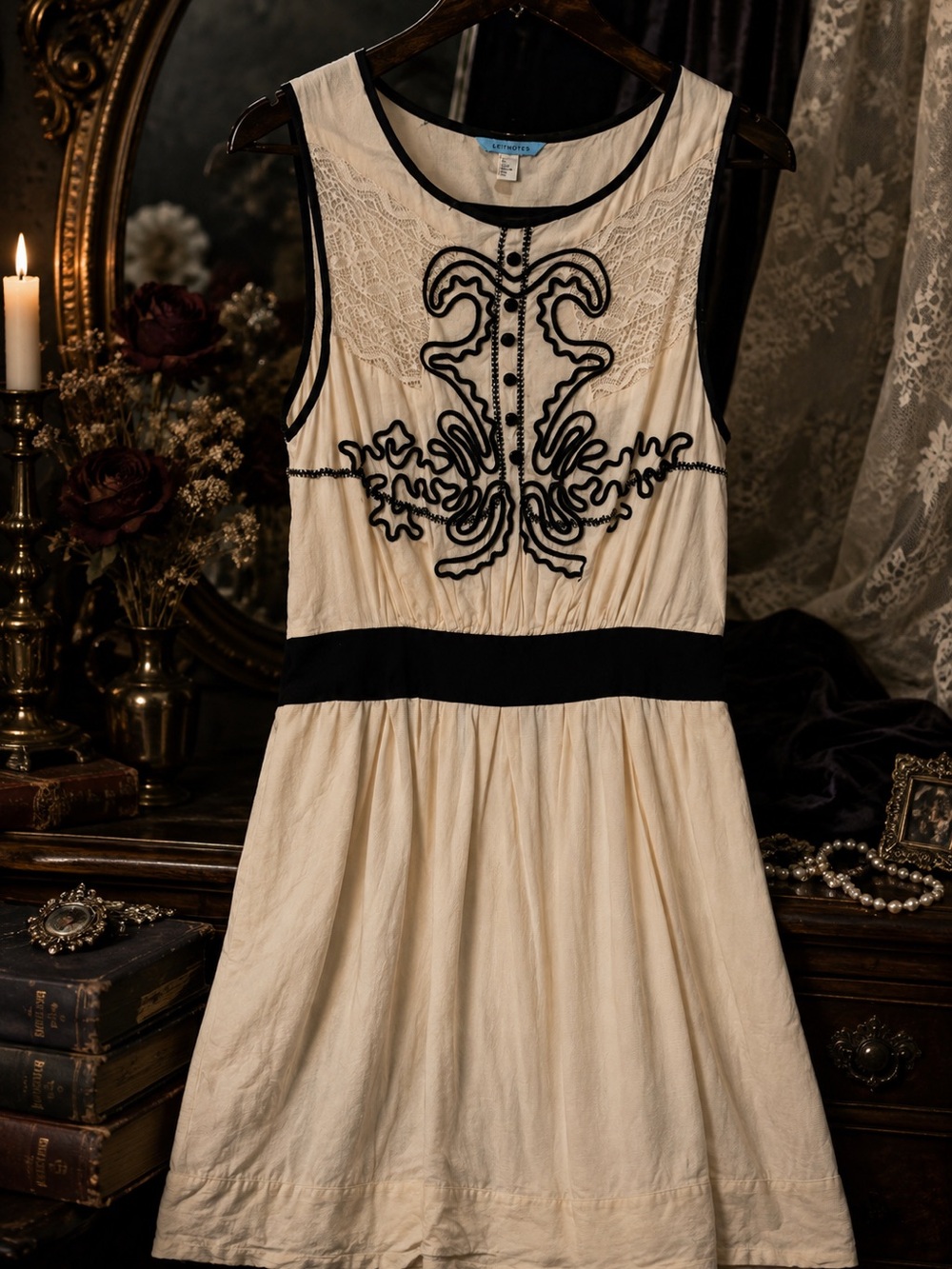 Anthropologie LeifNotes Open-Air Theater Dress Soutache Lace Whimsigoth Sz 2